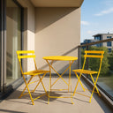 Set Bistrot Tavolo e Sedie Pieghevoli da Giardino Esterno in Acciaio - Giallo