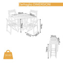 Set tavolo e sedie compatto da giardino esterno da pranzo 4 posti