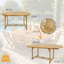 Set tavolo estensibile e sedie da giardino esterno 6 posti in legno d'acacia per veranda terrazzo patio
