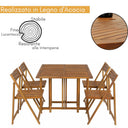 Set tavolo e sedie 4 posti compatto mobili da pranzo legno d'acacia