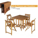 ZIK Ensemble de Salle à Manger Table et Chaises de Jardin pour Extérieur, Pliante, 4 Places, en Bois d'Acacia – 90x90x74h