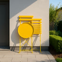 Set Bistrot Tavolo e Sedie Pieghevoli da Giardino Esterno in Acciaio - Giallo