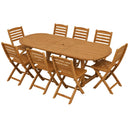 Set da Giardino 8 Posti Tavolo Estensibile e Sedie Pieghevoli in Legno d’Acacia FSC