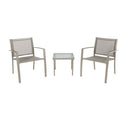 Set of Two Outdoor Chairs and Coffee Table in Gray Color Aluminum