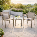 Conjunto de Dos Sillas de Exterior y Mesa de Centro en Aluminio Color Gris