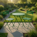 Set Bistrot Tavolo e Sedie Pieghevoli da Giardino Esterno in Acciaio - Verde