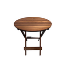 Mesa de Jardín Plegable de Madera para Exterior, Comedor Ovalada - 60x65h cm Marrón