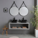 Mobile Bagno Sospeso 120Cm Con Lavabo Quadrato Nero Opaco | Kos