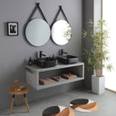 Mobile Bagno Sospeso 120Cm Con Lavabo Quadrato Nero Opaco | Kos