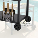 Carrello Portavivande per Barbecue da Giardino con Ruote, 2 Ripiani 3 Ganci Portautensili