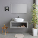 Mobile Bagno Sospeso 100Cm In Cemento Con Lavabo Tondo Bianco | Kos