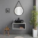 Mobile Bagno Sospeso 80Cm Con Lavabo Da Appoggio Nero Opaco | Kos