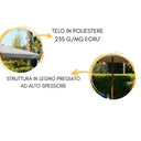 Ombrellone da Giardino 300 cm Palo Centrale Legno Top Poliestere Ecrù con Airvent per Piscina Terrazzo
