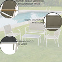 Salotto da Giardino Set Divano 2 Poltrone e Tavolino in Acciaio, Textilene e Rattan