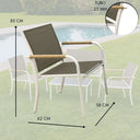 Salotto da Giardino Set Divano 2 Poltrone e Tavolino in Acciaio, Textilene e Rattan