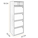 Space-Saving Column Shoe Rack for Entrance Hall, 4 Doors, Oak and Black – 42x33x118h