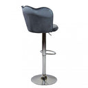 Sgabello regolabile in velluto grigio con base cromata