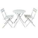 Set Bistrot Da Balcone, Bar, Terrazza con Tavolo Rotondo E 2 Sedie Pieghevoli Bianco