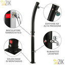 ZIK Doccia Solare per Esterno, Giardino e Piscina, con Miscelatore e Soffione, Incluso Lavapiedi, 20 Litri – 15x15x216h