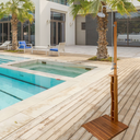 Doccia da Giardino in Legno Balau da Esterno, con Pedana, Rubinetto e Soffione – 70x70h